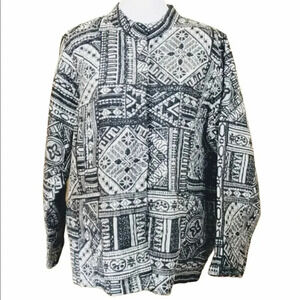 Avenue soft 2X Boho print black & white‎ lightweight jacket